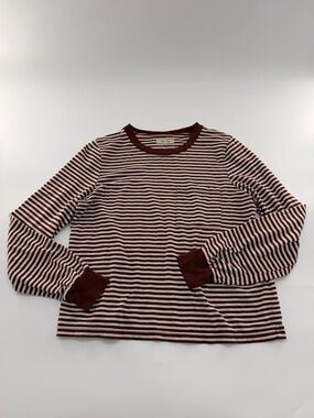 Madewell Striped Long Sleeve Tee Maple Syrup Brown and Black Women’s Medium